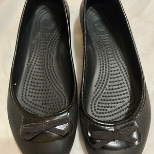 CROCS Black Ballet Flat Loafers with Bow